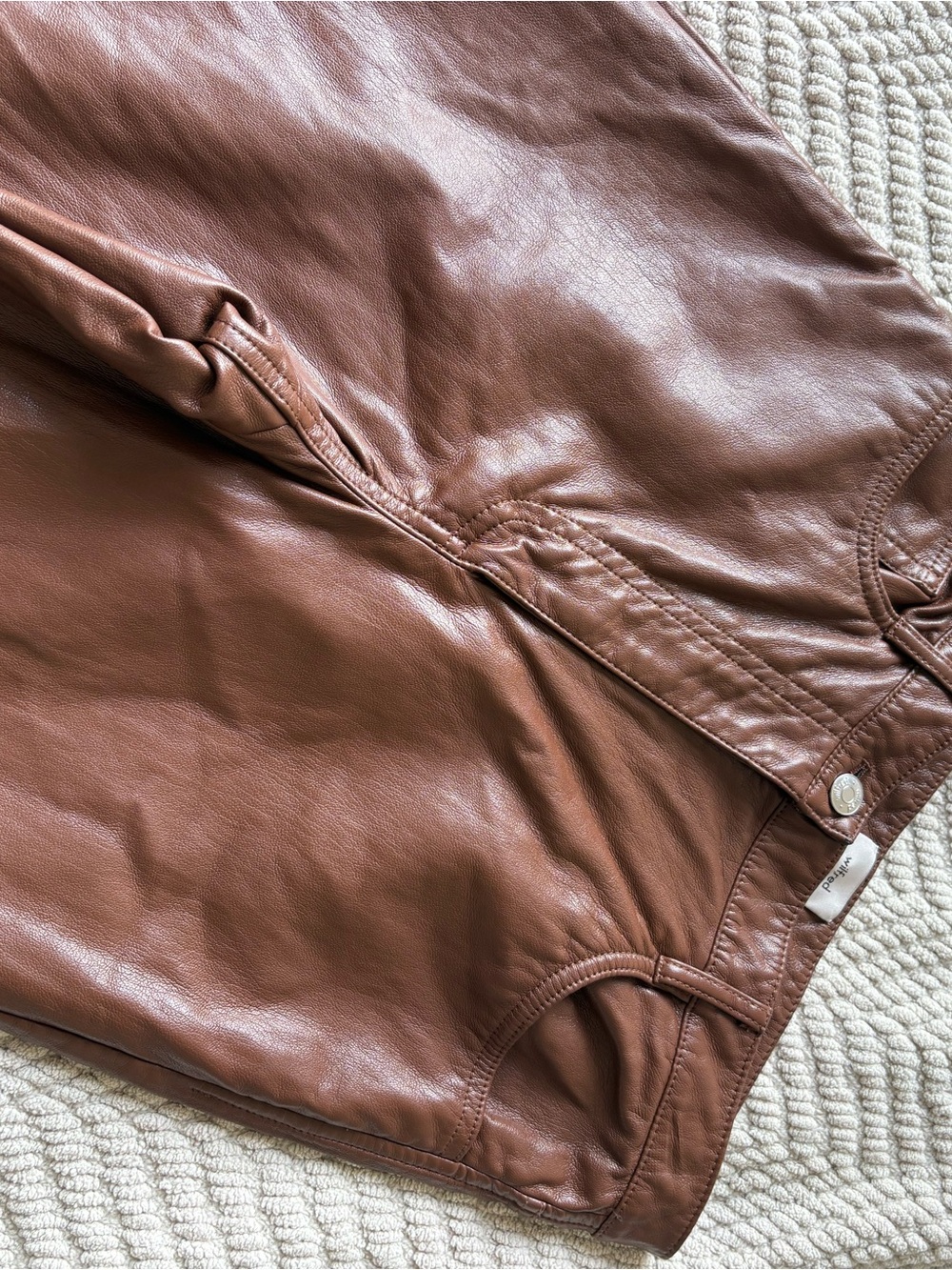 Wilfred Brown Leather-Look Slim Pants - Picture 3 of 4